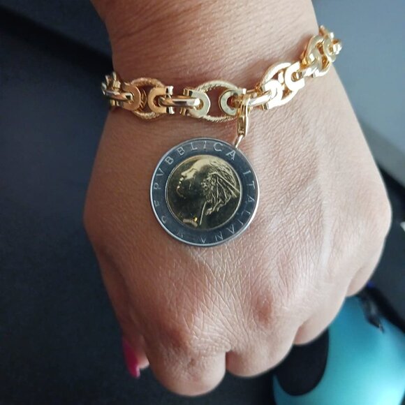 Neiman Marcus 18k Gold Plated Personalized Chunky Cuban Oval Link Chain Bracelet - Picture 1 of 5